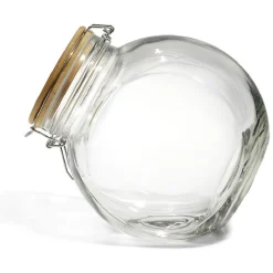 Sale Bocal verre transparent 2,1L avec couvercle bambou et clip en fer Conservation Alimentaire