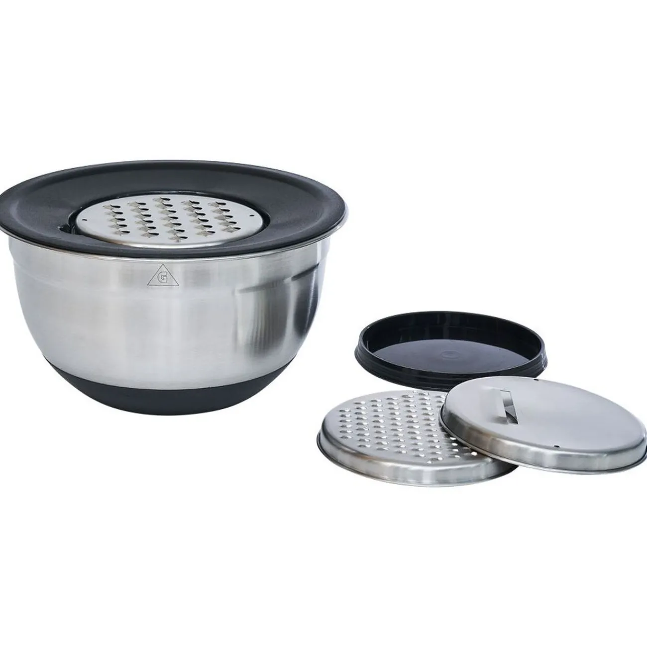 Outlet Bol à mixer inox avec base silicone et 3 râpes Ø22xH11,2cm Préparation Culinaire