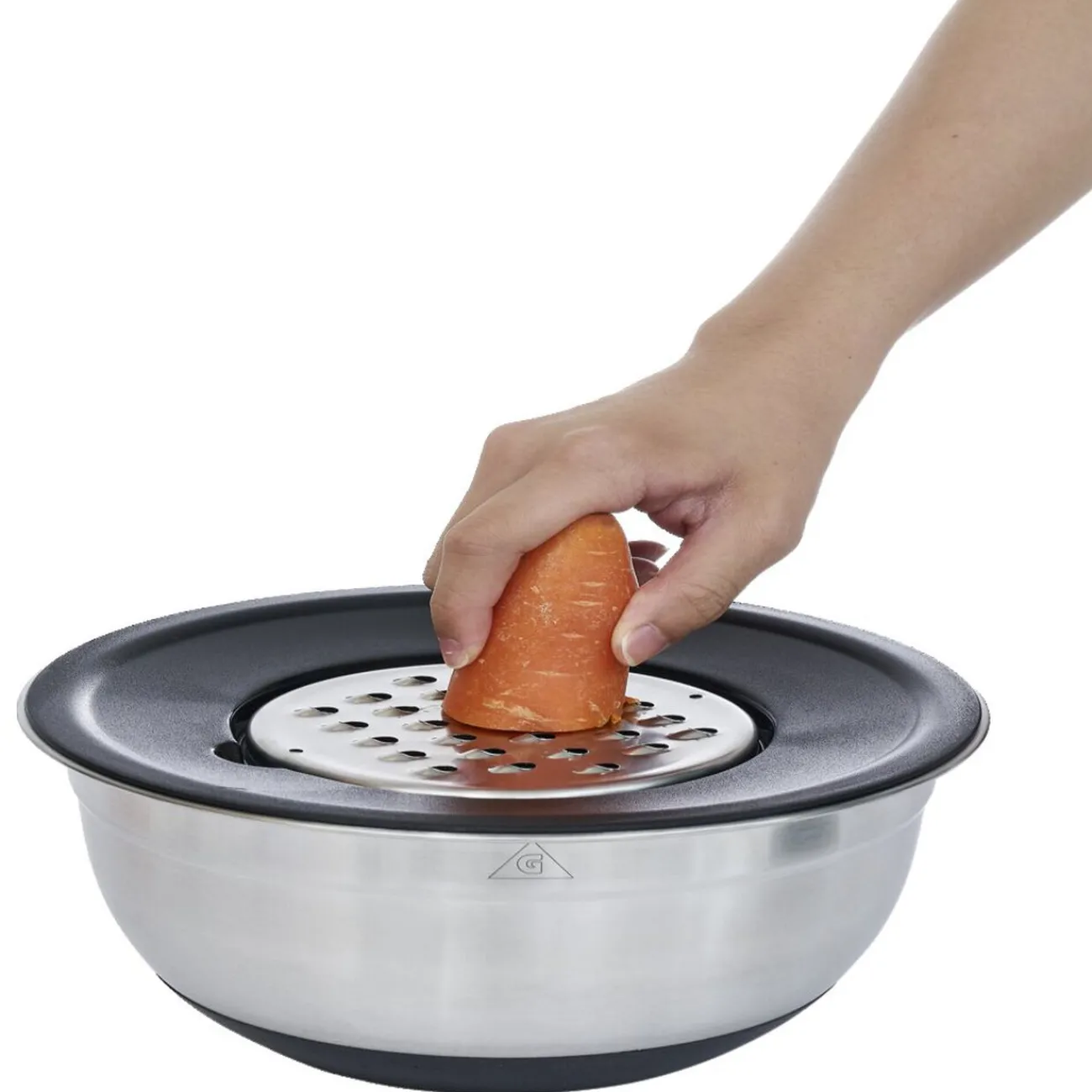 Outlet Bol à mixer inox avec base silicone et 3 râpes Ø22xH11,2cm Préparation Culinaire