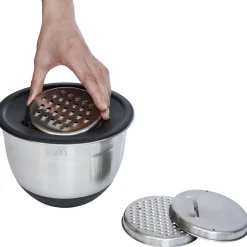 Outlet Bol à mixer inox avec base silicone et 3 râpes Ø22xH11,2cm Préparation Culinaire