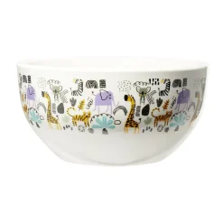 Outlet Bol en porcelaine blanc pour enfant motif animaux savane Ø14xH7cm Vaisselle Et Accessoires De Table