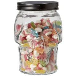 Sale Bonbonnière transparente design Tête de mort Halloween 1,5L Conservation Alimentaire