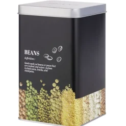 Sale Boîte à légumes secs en métal noir design beans - 10,7x10,7xH.17,5cm Conservation Alimentaire