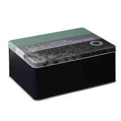 Best Boîte à thé rectangulaire en métal décorée verte Conservation Alimentaire