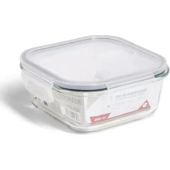 Sale Boîte alimentaire carrée en verre avec couvercle étanche à clips 800ml Conservation Alimentaire