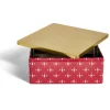 Best Boîte alimentaire carrée motif Noël métal rouge et dorée 26x26xH10cm Conservation Alimentaire