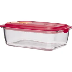 Sale Boîte alimentaire Luminarc verre Esay Box transparent et rouge 122 cl Conservation Alimentaire