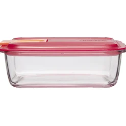 Sale Boîte alimentaire Luminarc verre Esay Box transparent et rouge 122 cl Conservation Alimentaire