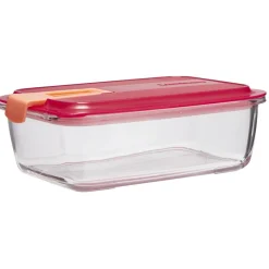 Sale Boîte alimentaire Luminarc verre Esay Box transparent et rouge 122 cl Conservation Alimentaire