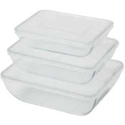 Sale Boîte en verre avec couvercle plastique x3 Conservation Alimentaire