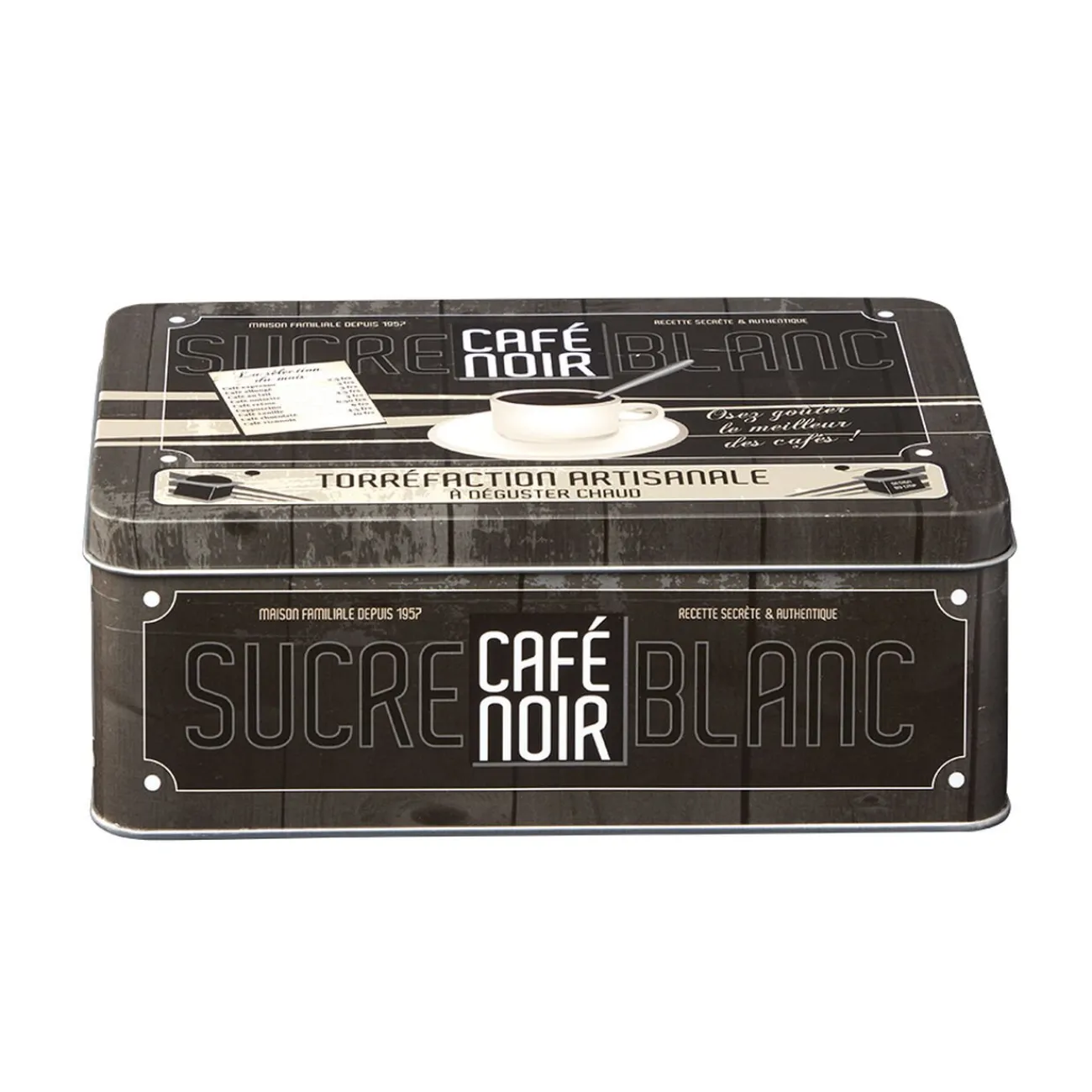 Best Boîte rectangulaire en métal design café noir Conservation Alimentaire