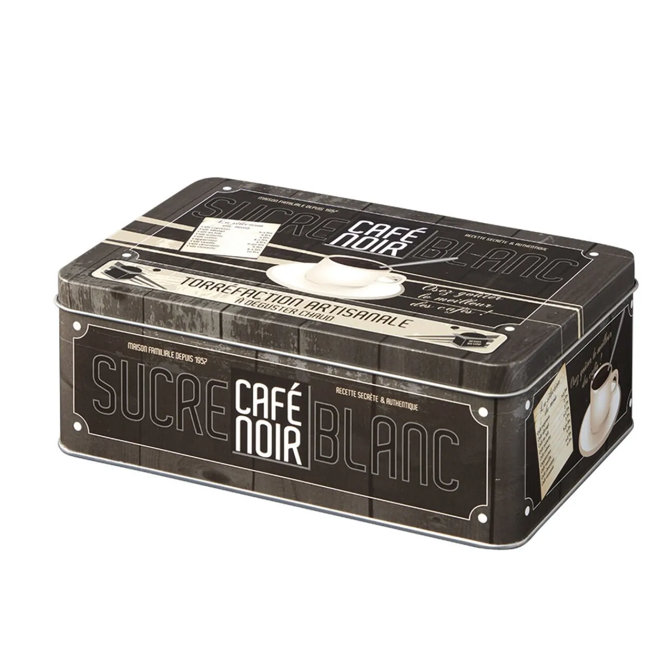 Best Boîte rectangulaire en métal design café noir Conservation Alimentaire