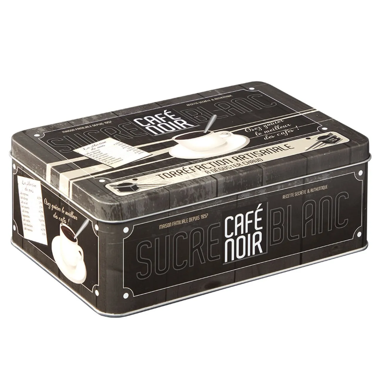 Best Boîte rectangulaire en métal design café noir Conservation Alimentaire