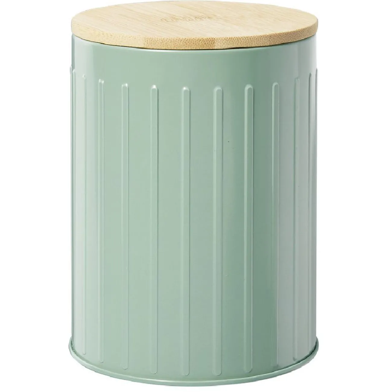 Best Boîte ronde métal embossée avec couvercle bambou Ø10xH13,5cm Conservation Alimentaire