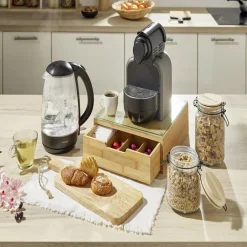 Discount Boîte tiroir à dosettes en bambou et verre Rangement De Cuisine