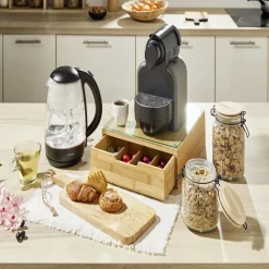 Discount Boîte tiroir à dosettes en bambou et verre Rangement De Cuisine