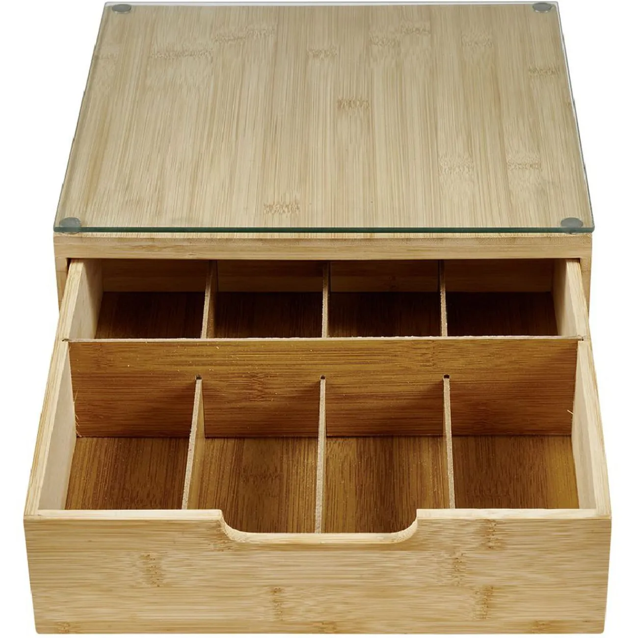Discount Boîte tiroir à dosettes en bambou et verre Rangement De Cuisine