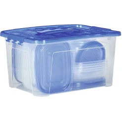 Outlet Boîtes alimentaire transparente avec couvercle bleu ou rouge x27 Vaisselle Et Accessoires De Table