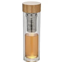 Best Bouteille infuseur double paroi en verre avec bouchon en bambou Conservation Alimentaire