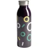 Sale Bouteille isotherme acier noir motif rond 500ml Ø6,7xH21,8cm Conservation Alimentaire
