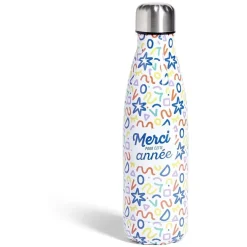 Sale Bouteille isotherme Merci pour cette année 500ml inox 4 modèles Conservation Alimentaire