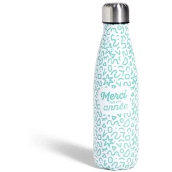 Sale Bouteille isotherme Merci pour cette année 500ml inox 4 modèles Conservation Alimentaire