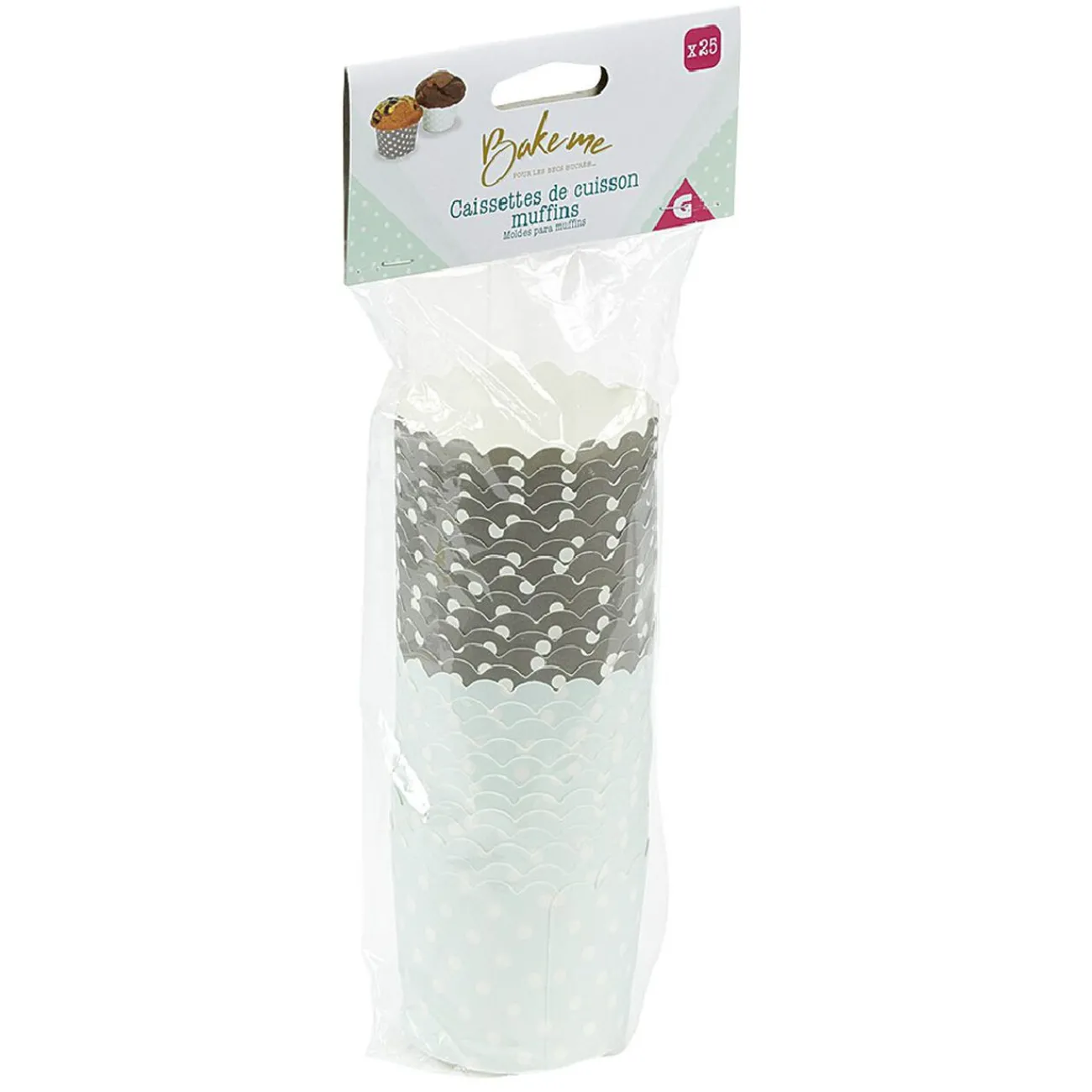 Sale Caissette à muffin motif pois gris bleu x25 Cuisson