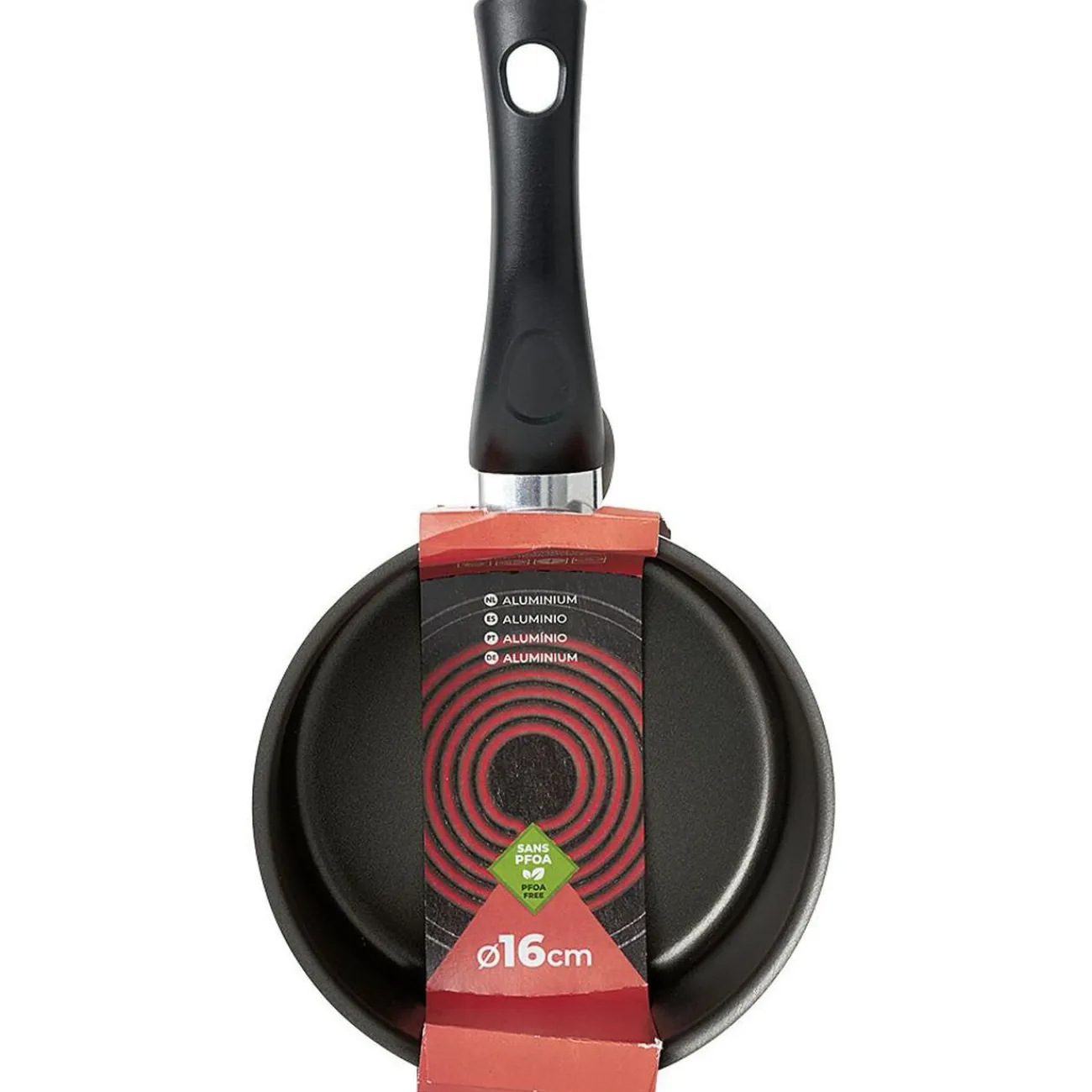 Casserole aluminium antiadhésive noir et rouge Ø 16 cm Cuisson