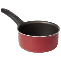 Casserole aluminium antiadhésive noir et rouge Ø16xH7,5cm Cuisson