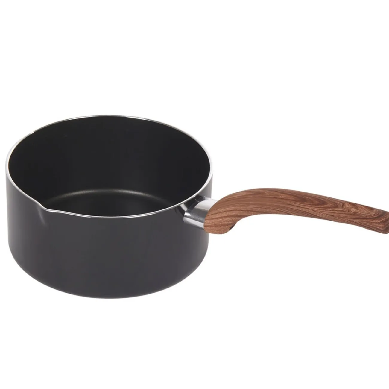 Outlet Casserole noire manche effet bois Ø 18 Cuisson