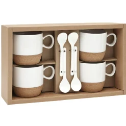 Sale Coffret de 4 tasses expresso blanc et naturel Vaisselle Et Accessoires De Table