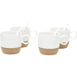 Sale Coffret de 4 tasses expresso blanc et naturel Vaisselle Et Accessoires De Table