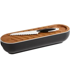 Sale Corbeille 3 en 1 boîte à pain avec planche bambou et couteau Rangement De Cuisine
