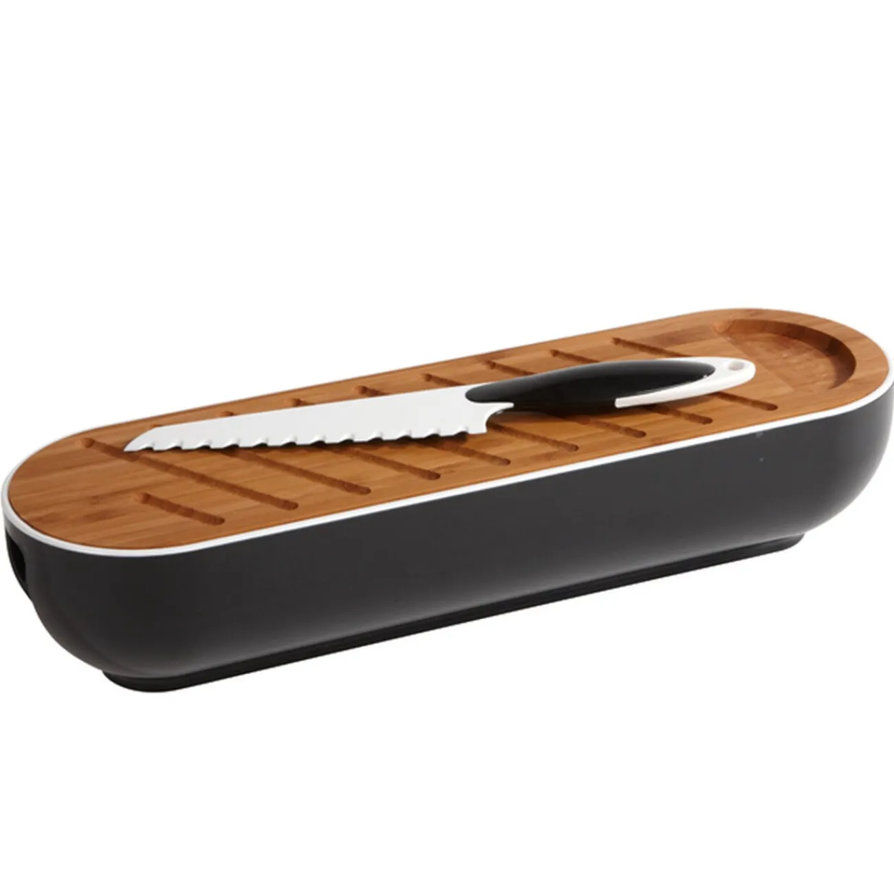 Sale Corbeille 3 en 1 boîte à pain avec planche bambou et couteau Rangement De Cuisine