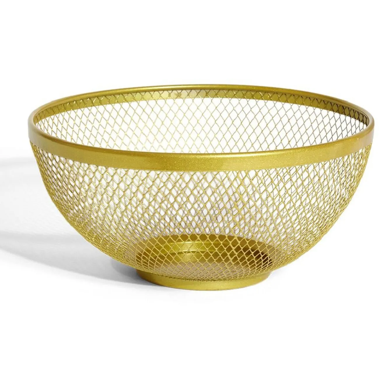 New Corbeille à fruits en métal maillage doré Ø26xH13cm Rangement De Cuisine