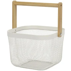Corbeille à fruits maille métal blanc avec anse naturel Rangement De Cuisine
