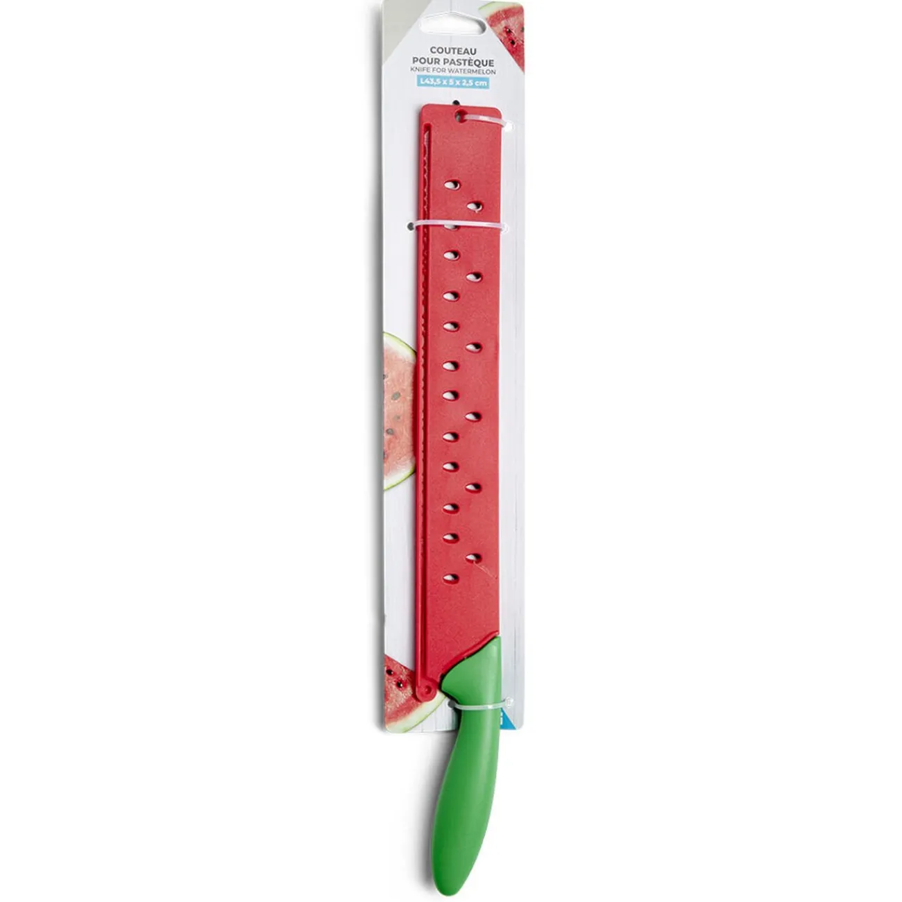 New Couteau pour pastèque métal rouge et ABS vert L43,5x5x2,5cm Préparation Culinaire