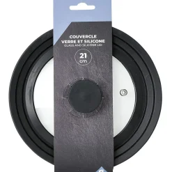 Hot Couvercle en verre avec contour silicone noir Ø 21 cm Cuisson