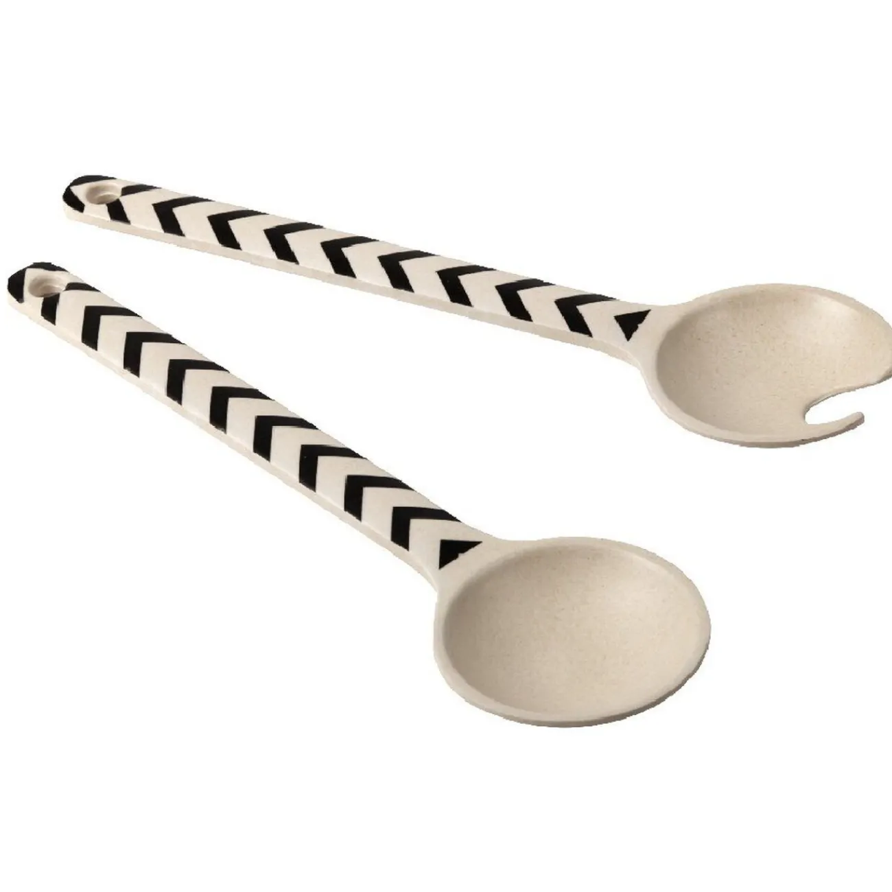 Couvert à salade beige motif zigzag noir x2 Préparation Culinaire