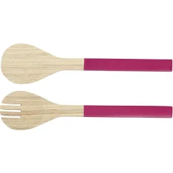 New Couvert à salade jaune, rose ou bleu en bambou Préparation Culinaire