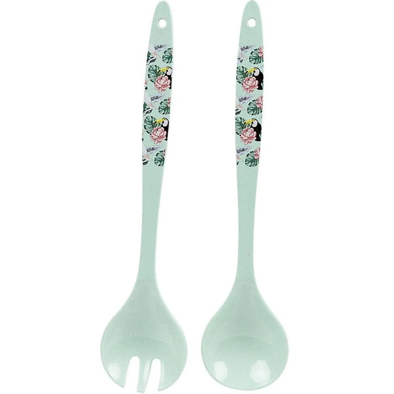 Sale Couverts à salade décor oiseau tropical Préparation Culinaire