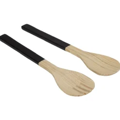 New Couverts à salade noir en bambou x2 Préparation Culinaire