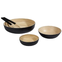 New Couverts à salade noir en bambou x2 Préparation Culinaire