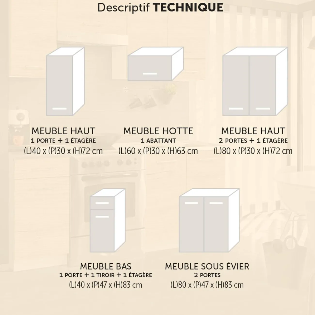 Sale Cuisine 5 éléments finition chêne Sonoma L. 1,80 m Rangement De Cuisine