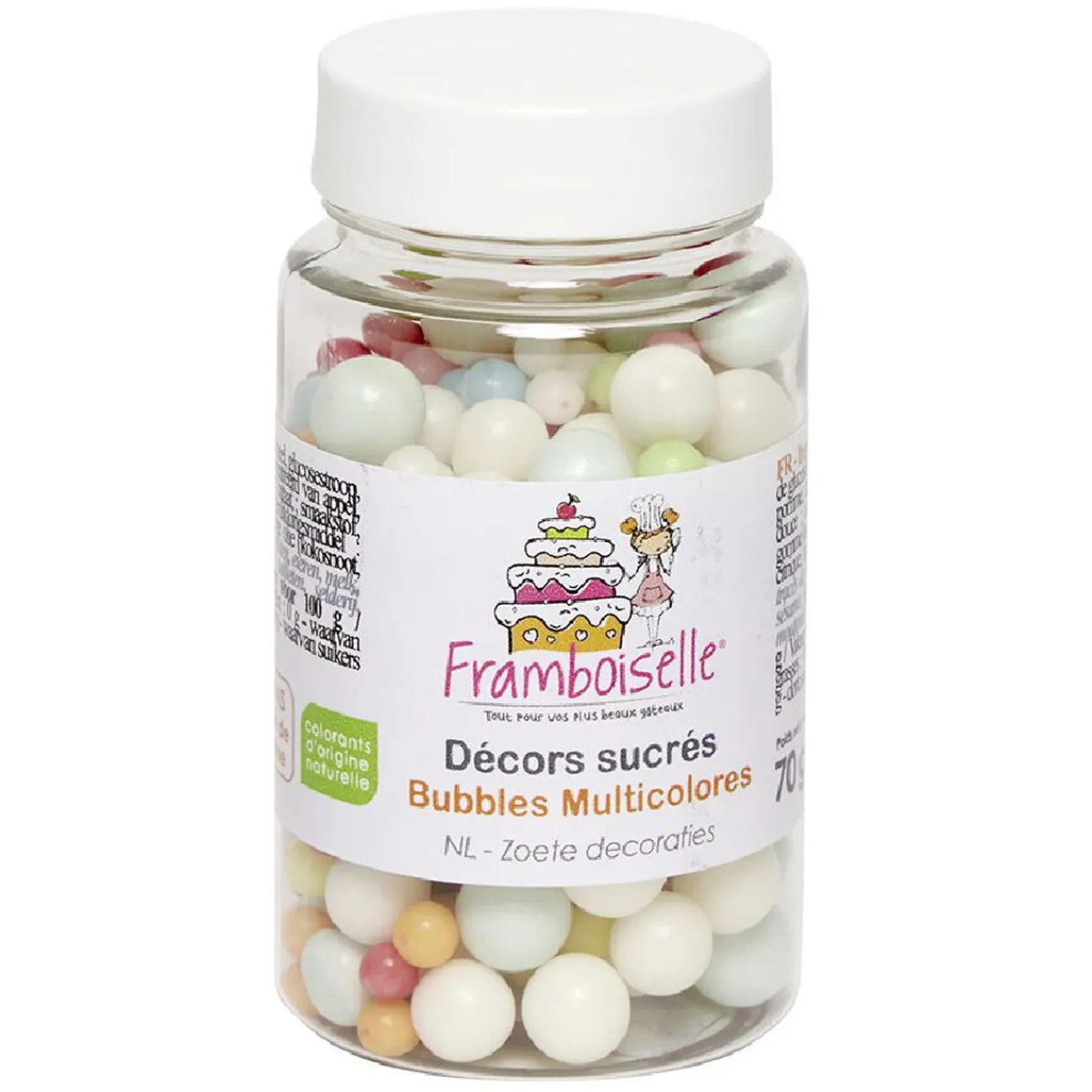 Décor bulle multicolore en sucre 70 g Préparation Culinaire