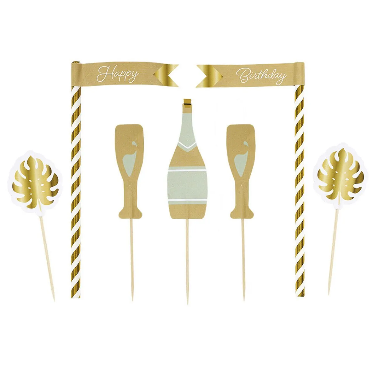 Décoration gâteau anniversaire pique thème nature x7 Préparation Culinaire