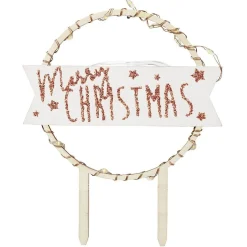 Décoration gâteau de Noël à LED en bois beige Préparation Culinaire