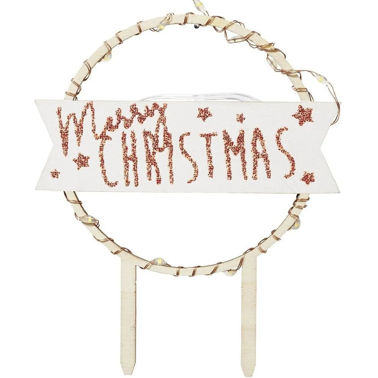 Décoration gâteau de Noël à LED en bois beige Préparation Culinaire