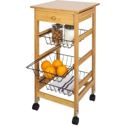 Desserte 3 niveaux bambou et métal Rangement De Cuisine