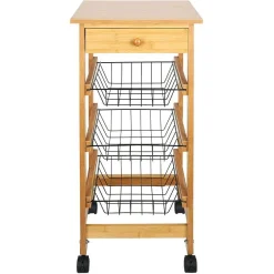 Desserte 3 niveaux bambou et métal Rangement De Cuisine